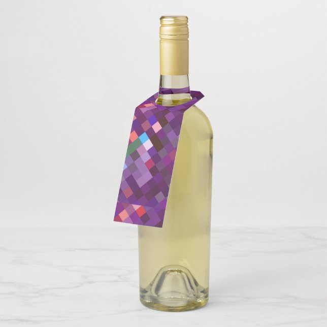 Étiquettes Pour Bouteilles Motif Pixelé - Rose (Incliné)