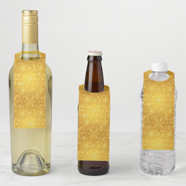 Étiquettes Pour Bouteilles Neige dorée (En situation)
