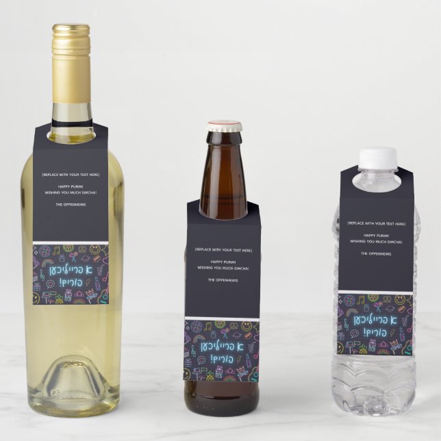 Étiquettes Pour Bouteilles Neon Purim (En situation)