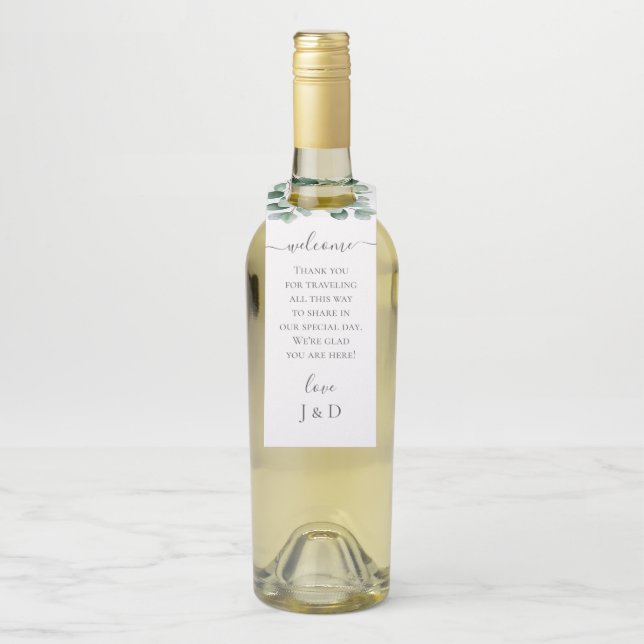 Étiquettes Pour Bouteilles Noces de verdure botanique d'eucalyptus (Sur bouteille)