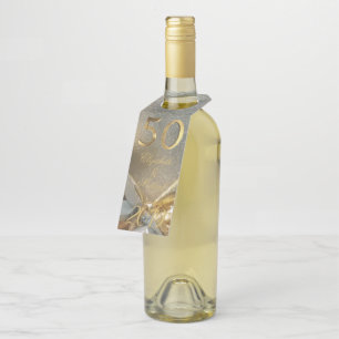 Étiquettes Pour Bouteilles Noces d'Or 50e Anniversaire de Mariage Élégant Fau