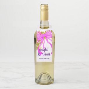 Étiquettes Pour Bouteilles Noël Ruban Rose Brillant