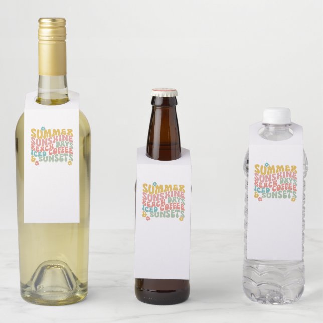 Étiquettes Pour Bouteilles Nom du monogramme rose d'été Super (En situation)