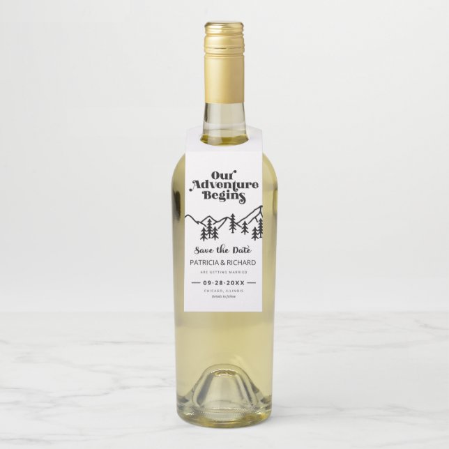 Étiquettes Pour Bouteilles Notre Aventure Commence Un Mariage Extérieur Écono (Sur bouteille)