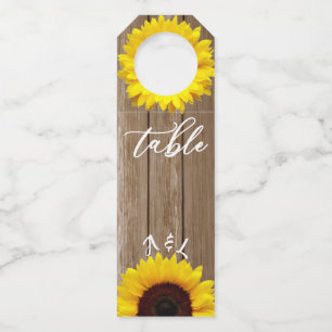 Étiquettes Pour Bouteilles Numéro de table de mariage au design soleil et imi
