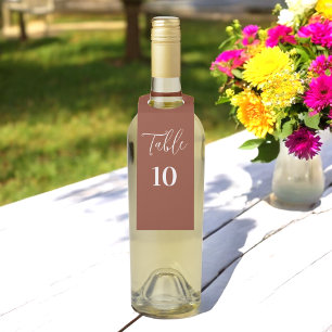 Étiquettes Pour Bouteilles Numéro de table de mariage Brun Terre Cuite 