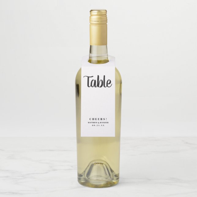 Étiquettes Pour Bouteilles Numéro de table de mariage personnalisé simple (Sur bouteille)