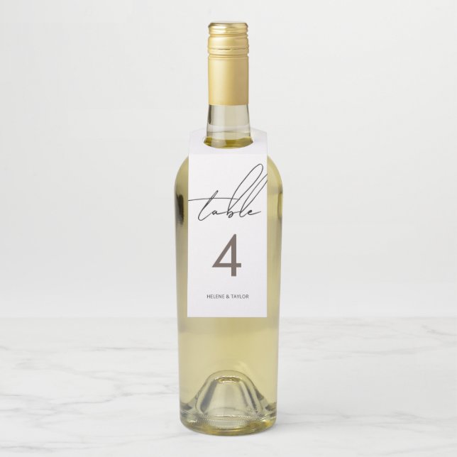 Étiquettes Pour Bouteilles Numéro de table simple moderne (Sur bouteille)