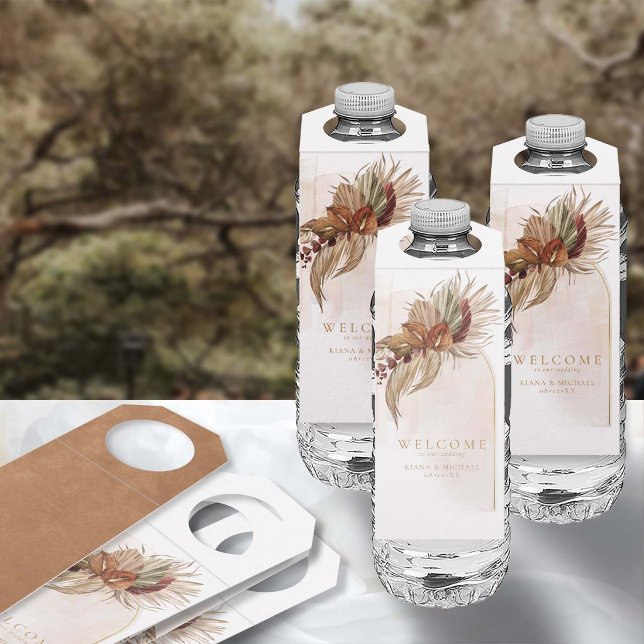 Étiquettes Pour Bouteilles Oasis Boho Fleurs de Mariage ID959 (Créateur téléchargé)