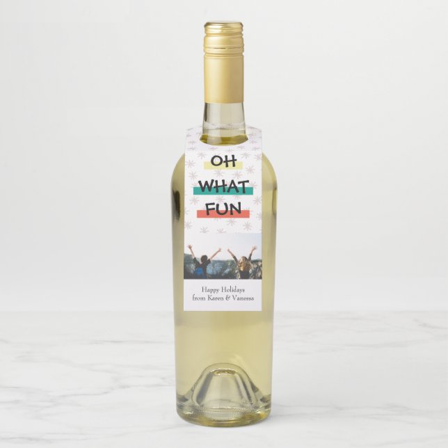 Étiquettes Pour Bouteilles Oh Quelle Amusement Bloc de Couleurs Noël Photo (Sur bouteille)