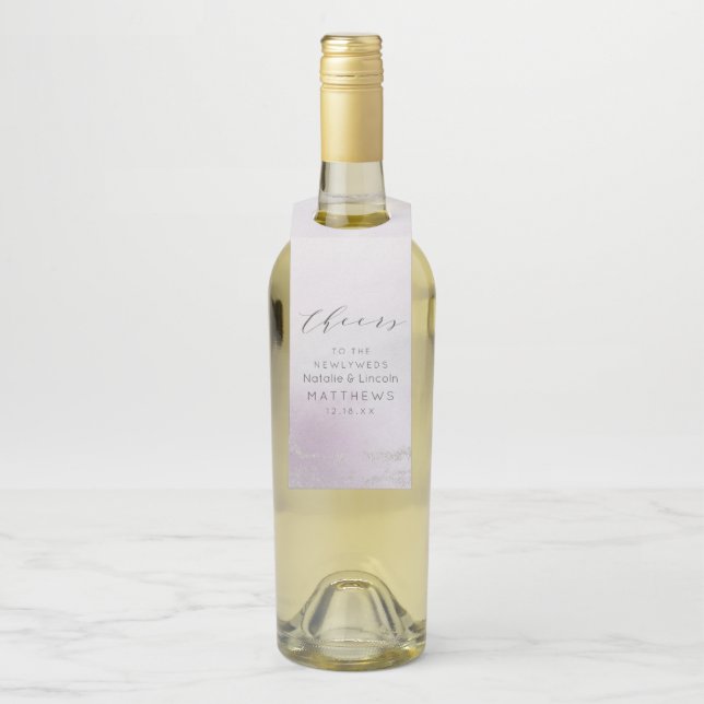 Étiquettes Pour Bouteilles Ombre Lavande Violet Argent Pailleté Vive Mariage (Sur bouteille)