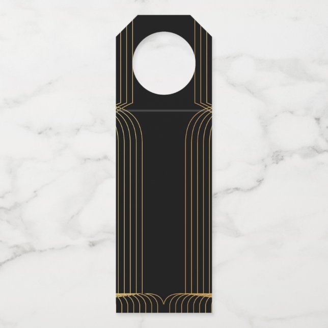 Étiquettes Pour Bouteilles Or, noir, élégant, cool, art de ligne tendance uni (Devant)