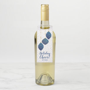 Étiquettes Pour Bouteilles Ornements de Noël bleu et or cadeaux de Noël