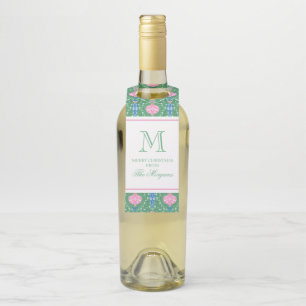 Étiquettes Pour Bouteilles Ornements de Noël festifs Monogramme