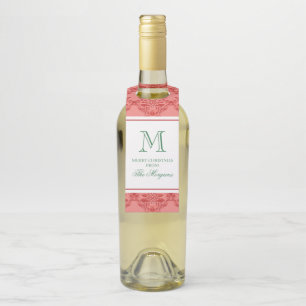 Étiquettes Pour Bouteilles Ornements de Noël festifs Monogramme
