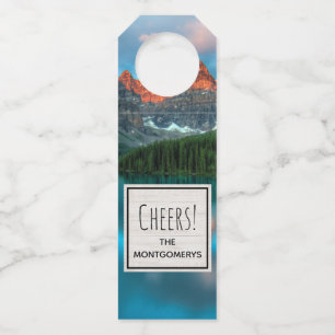 Étiquettes Pour Bouteilles Paysage de montagne et de lac pittoresque