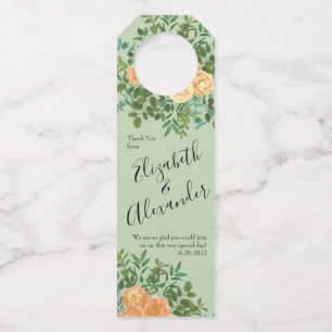 Étiquettes Pour Bouteilles Peach Green Mariage Spring Pastel