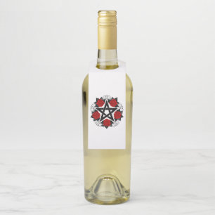Étiquettes Pour Bouteilles Pentagramme aux roses rouges