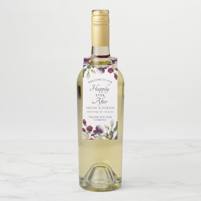 Étiquettes Pour Bouteilles Personnalisé Happy Ever Après Le Champagne De Vin (Sur bouteille)