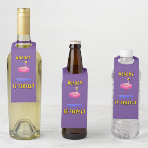 Étiquettes Pour Bouteilles Personne n'est parfait - flamant rose avec cercle 