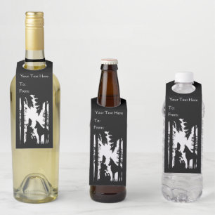 Étiquettes Pour Bouteilles Petit Chaperon Rouge Loup Arbres Oiseau Noir Blanc