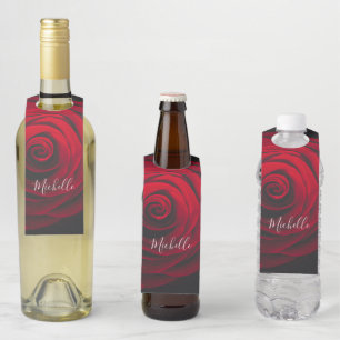 Étiquettes Pour Bouteilles Photographie vintage de rose rouge avec monogramme