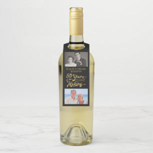 Étiquettes Pour Bouteilles Photos du 50e anniversaire de Black & Gold