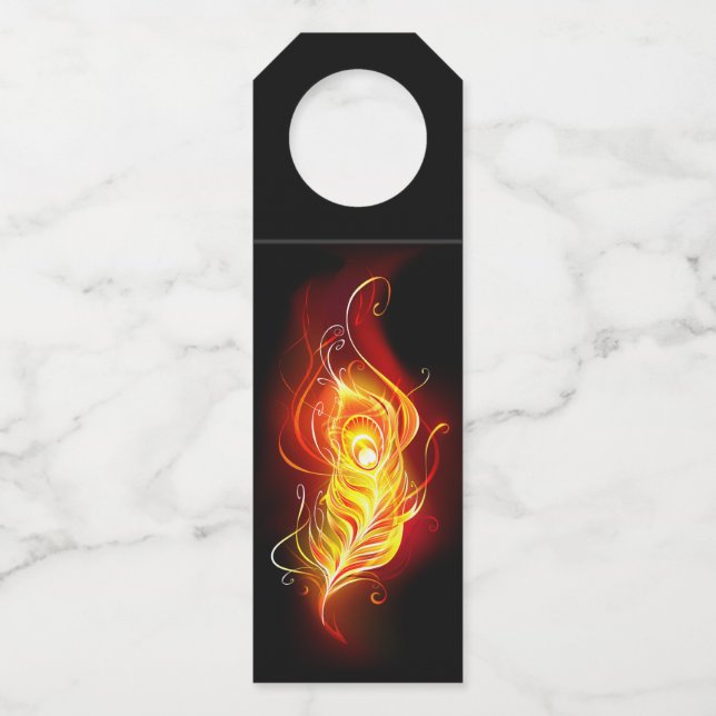 Étiquettes Pour Bouteilles Plume de paon de feu (Devant)