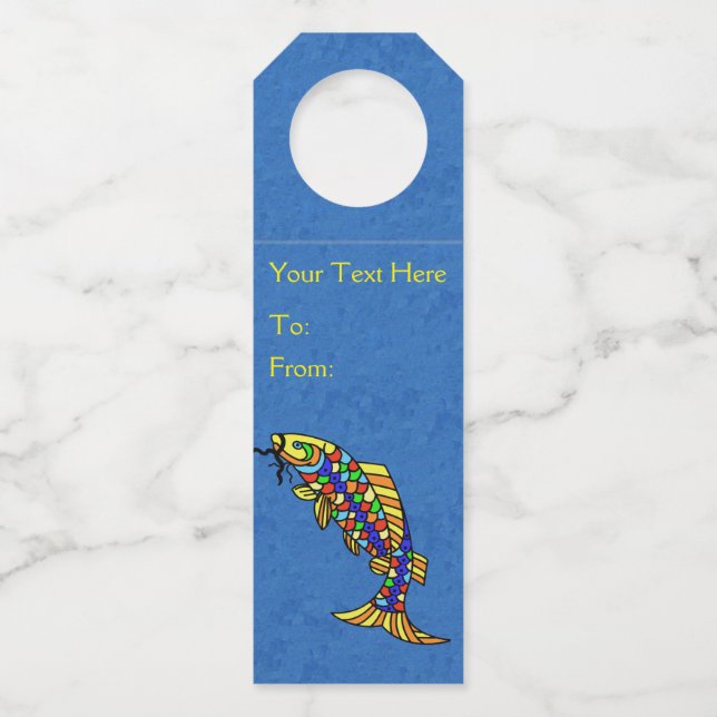 Étiquettes Pour Bouteilles Poisson Fantastique Coloré Écailles Vibrantes sur  (Devant)