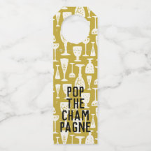 POP LE CHAMPAGNE Blanc sur les verres de vin d'or