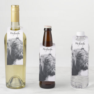 Étiquettes Pour Bouteilles Portrait de vache Highland premier monogramme noir