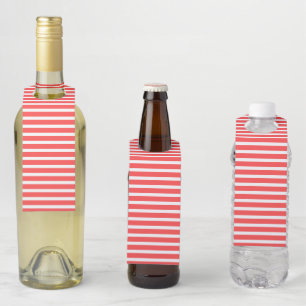 Étiquettes Pour Bouteilles Rayé horizontal simple rouge rosé et blanc