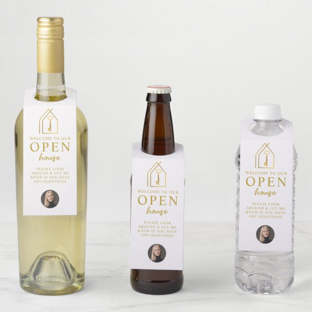 Étiquettes Pour Bouteilles Real Estate Agent Open House Gold Key (En situation)