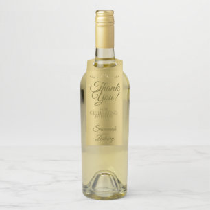 Étiquettes Pour Bouteilles Remerciement de mariage élégant à dégradé doré