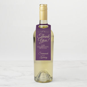 Étiquettes Pour Bouteilles Remerciement de mariage Elegant Plum Purple & Gold