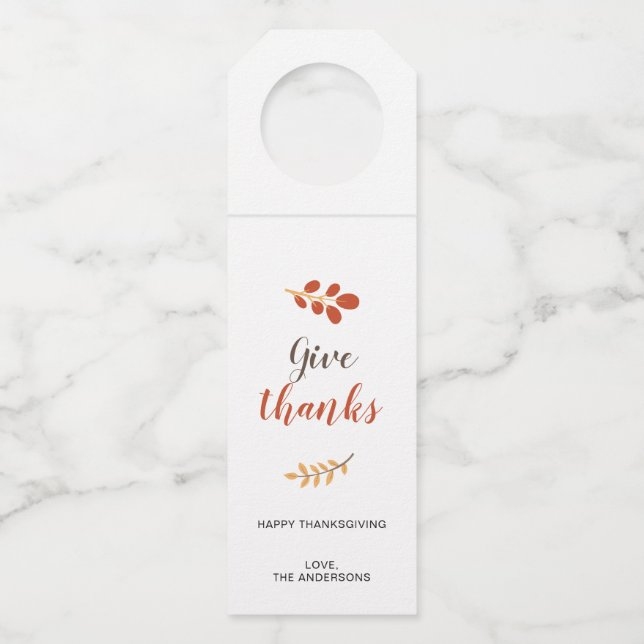 Étiquettes Pour Bouteilles Remerciements Script Thanksgiving Fall Personnalis (Devant)