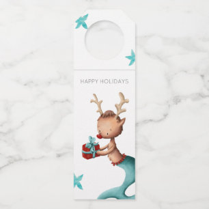 Étiquettes Pour Bouteilles Renne de Noël unique avec queue de sirène