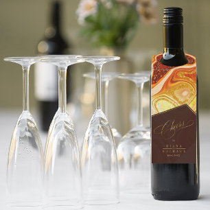 Étiquettes Pour Bouteilles Résumé Noces d'agate Acclamations Chaud Orange ID8