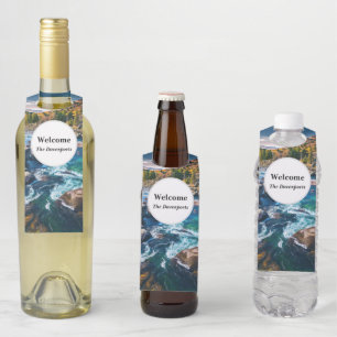 Étiquettes Pour Bouteilles Rivière et Montagnes Photo Pittoresque