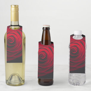 Étiquettes Pour Bouteilles Rose rouge sur effet vintage arrière - plan noir