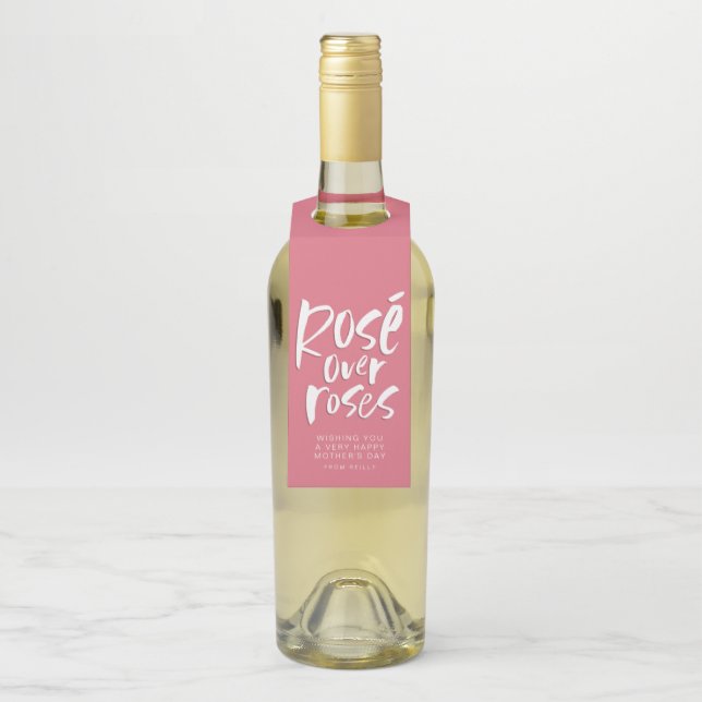 Étiquettes Pour Bouteilles Rosé sur rose audacieux moderne drôle fête des mèr (Sur bouteille)