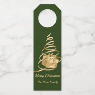 Étiquettes Pour Bouteilles Ruban d'or Noël Présente Bottle Hanger Tags