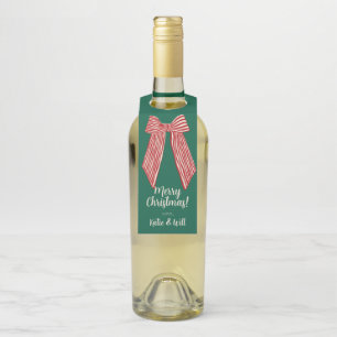 Étiquettes Pour Bouteilles Ruban rayé rouge personnalisé Joyeux Noël 