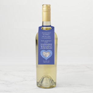 Étiquettes Pour Bouteilles Sapphire 45e anniversaire mariage coeur photo