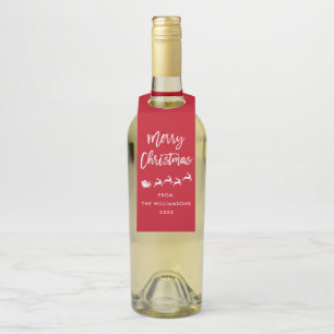 Étiquettes Pour Bouteilles Script moderne de brosse Star Père Noël Joyeux Noë