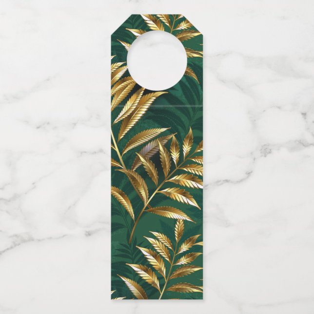 Étiquettes Pour Bouteilles Seamless pattern with golden ferns (Devant)