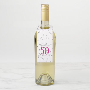 Étiquettes Pour Bouteilles Silver Confetti 50 et Fabuleux anniversaire