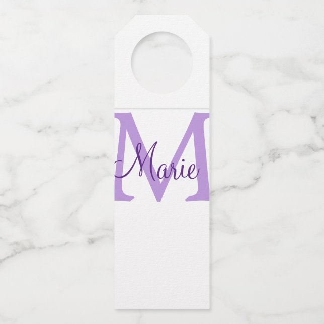 Étiquettes Pour Bouteilles simple minimum ajouter nom monogramme rose    redj (Devant)