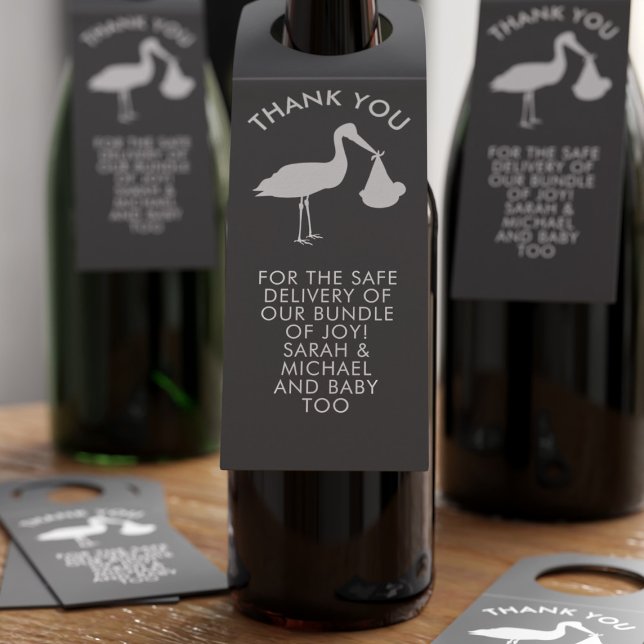 Étiquettes Pour Bouteilles Stork Nouveau bébé Merci infirmière porte-bouteill (Thank your Birthing Team in the best way possible - with a bottle of something)