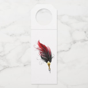 Étiquettes Pour Bouteilles Stylo rouge en plumes avec nib or